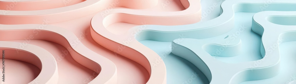 Poster abstract waves in soft pastel colors create a modern, tranquil background perfect for artistic and c