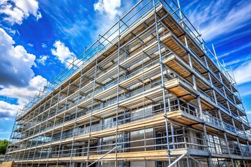 Wide-Angle Multi-level Scaffolding on Building Facade