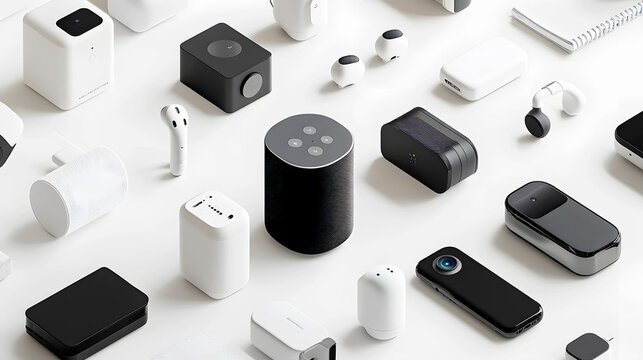 digital marketplace showcasing a range of innovative consumer electronics, from smart speakers to wireless earbuds
