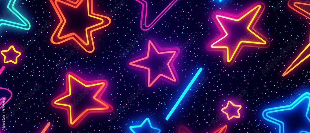 Wall mural A colorful starry background with neon lights