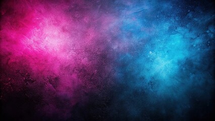 Naklejka premium Wide-angle view of a black, blue, and pink grainy noise grungy empty space