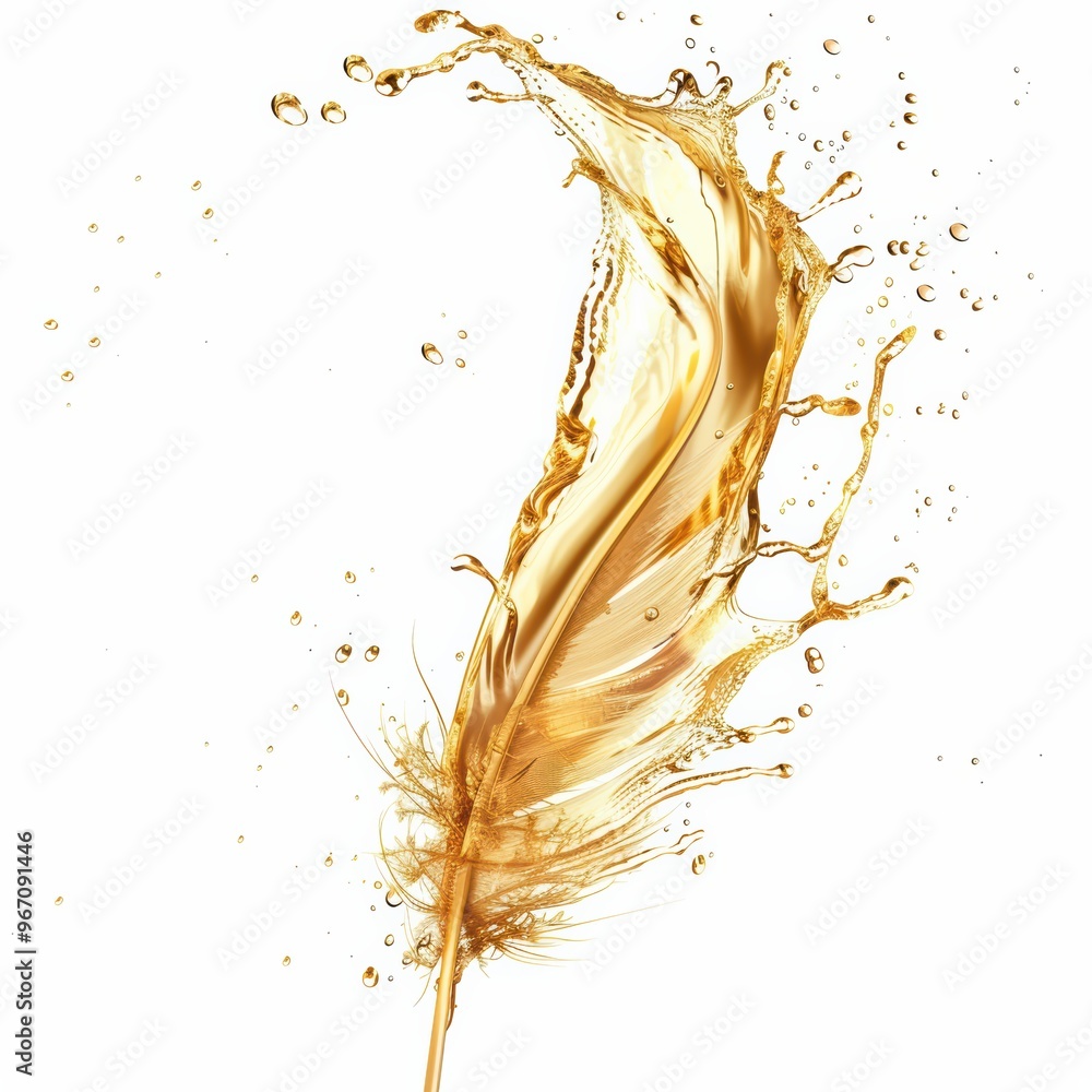 Poster a colorful set of soft feathers in shades of yellow and gold. lightweight and comfortable to the tou