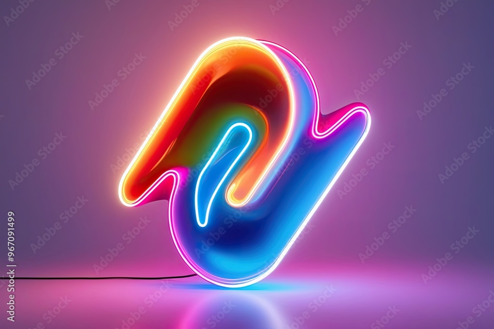 Poster enchanting neon 3d glowing abstract form with bright gradient colors and fluid motion