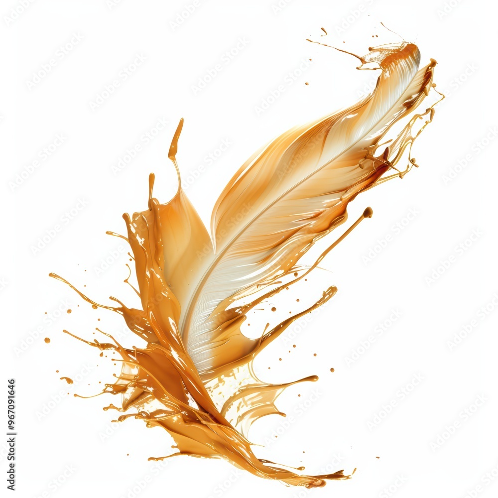 Poster a colorful set of soft feathers in shades of yellow and gold. lightweight and comfortable to the tou