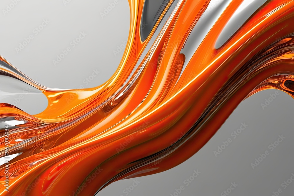Aufkleber vibrant orange 3d flowing motion - lively and dynamic abstract element with liquid dynamics