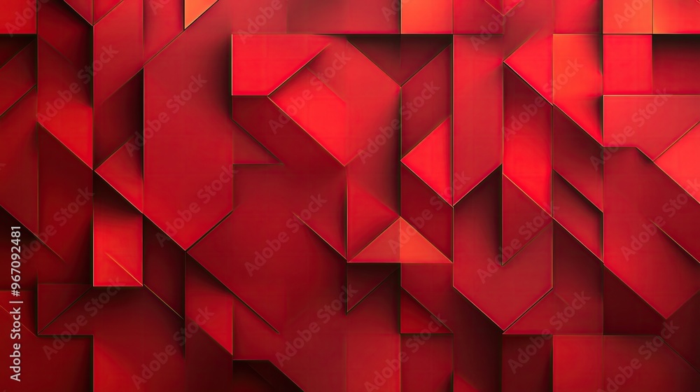 Poster a vibrant red geometric background featuring abstract shapes, ideal for use in modern design project