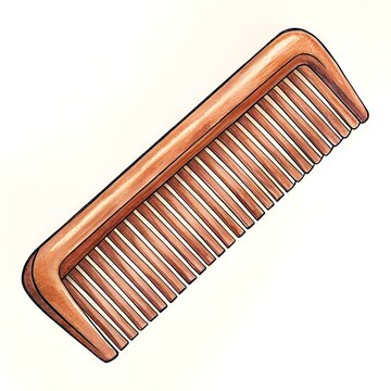 recommend clip art: A simple yet detailed hand drawn illustration of a wooden comb. perfect for adding a touch of vintage charm to your designs.
