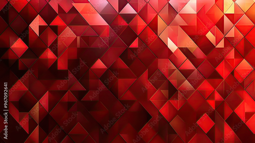 Aufkleber vibrant red geometric abstract art with triangular shapes and smooth gradients, perfect for backgrou