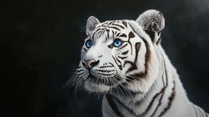 Fototapeta na wymiar Close-up Portrait of a White Tiger with Blue Eyes