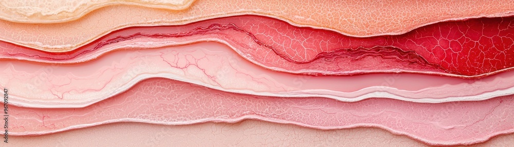 Poster beautiful layers of soft pink and red textures create an elegant design for backgrounds, textiles, o