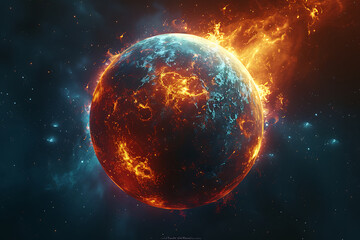 Obraz premium Planet Mars in water and fire. Concept sci-fi artwork.