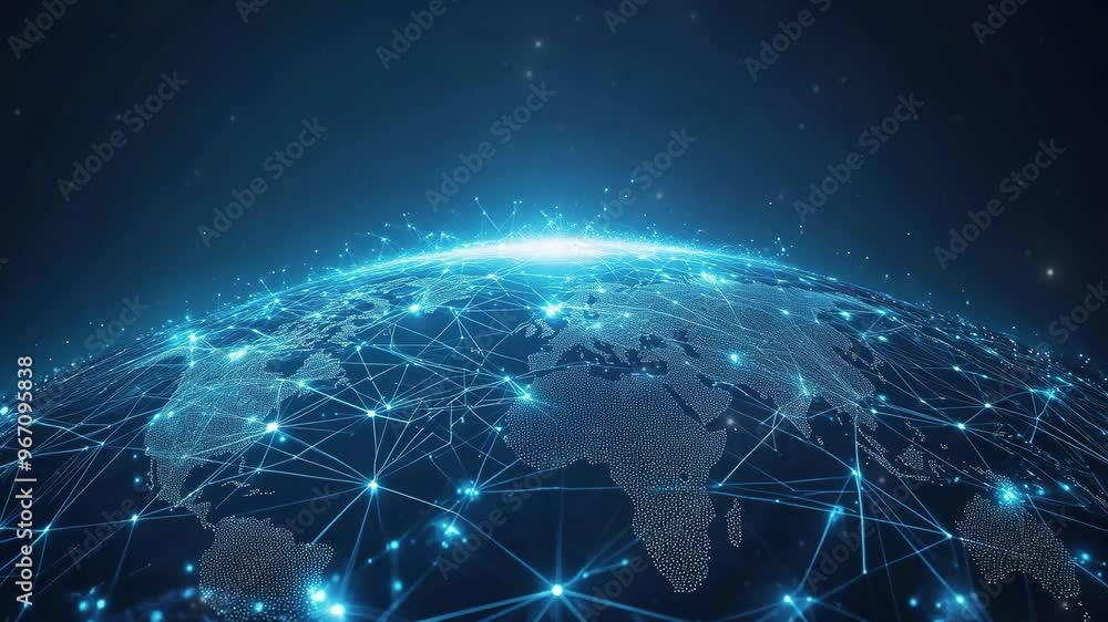 Poster abstract global network concept with a world map. futuristic technology. business tech. global netwo