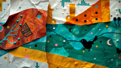 abstraction in the form of pasted cutouts from children's books