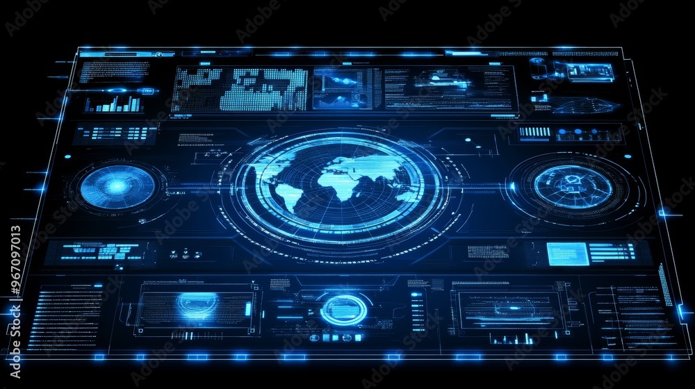 Poster futuristic technological global interface.,digital technology ui screen.,3d illustration