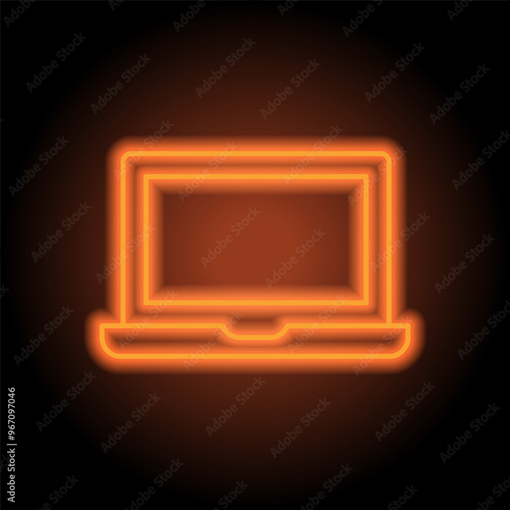 Poster notebook simple icon vector. flat design. orange neon on black background