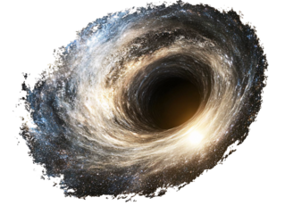 a black hole with stars and a bright light