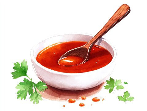 recommend clip art: Mole sauce clipart, traditional Mexican food, watercolor illustration, crisp outlines, rich brown, isolated on white background