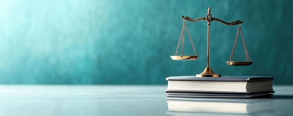 A balanced scale of justice in front of a law book, representing the delicate balance between legal authority and ethical judgment