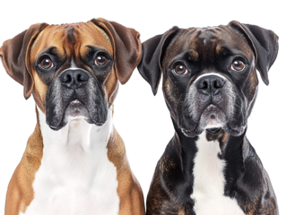 a couple of dogs looking at the camera