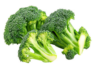 a group of broccoli on a white background