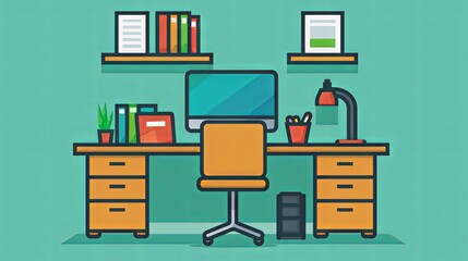 Office desk icon for advertising