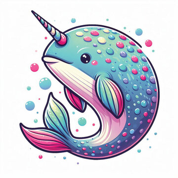 recommend clip art: Cute Narwhal Vector Cartoon illustration