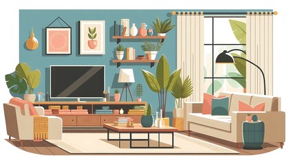 modern living room flat design