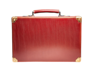 a red briefcase with gold trim