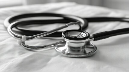 A Close-Up of a Silver Stethoscope on White Fabric