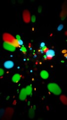 Neon Geometric Shapes Floating in Darkness