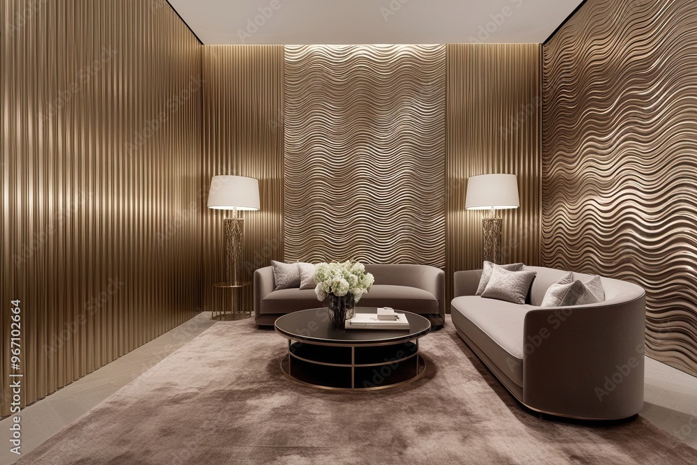 Aufkleber sophisticated metallic wave texture design for elegant spaces