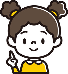 女の子　表情のアイコン　人差し指