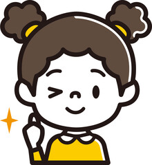 女の子　表情のアイコン　サムズアップ