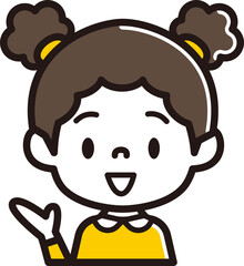 女の子　表情のアイコン　笑顔