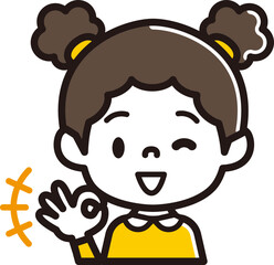 Obraz premium 女の子 表情のアイコン OKサイン