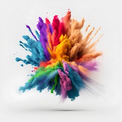 Explosion of colored powder isolated on white background. 3d rendering