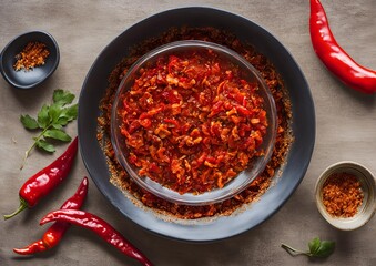 Bowl of Spicy Hot Chili Crisp Oil.