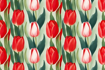 Obraz premium Elegant Red Tulip Watercolor Floral Design for Celebrations and Events