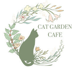 Illustration cat logo for cafe, pet care, clinic