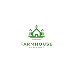 farmhouse with plants and farmland for agricultural logo © ARTERNOON