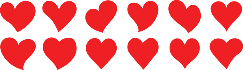 Obraz premium Red heart icons set. Heart vector icon. Different simple red vector heart and love icon