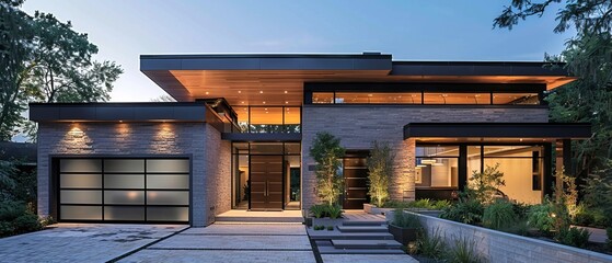 Fototapeta premium Modern garage entrance with sectional doors 