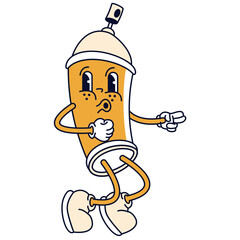 Spray Can Groovy Mascot Illustration