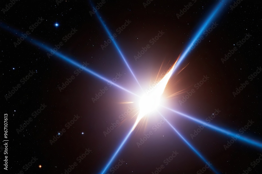 Poster stunning glowing supernova with pulsating light arcs in the expansive darkness of space