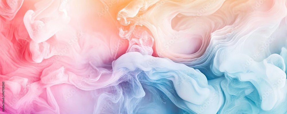 Poster a vibrant abstract background with flowing colors blending harmoniously, creating a visually stunnin