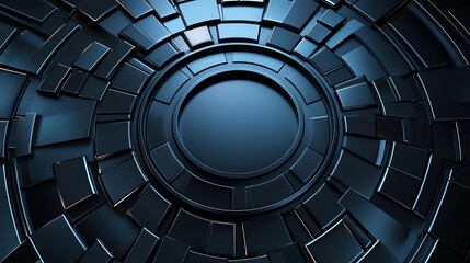 Naklejka premium Overlapping metallic plates in monochromatic tones creating a perfectly symmetrical futuristic shield