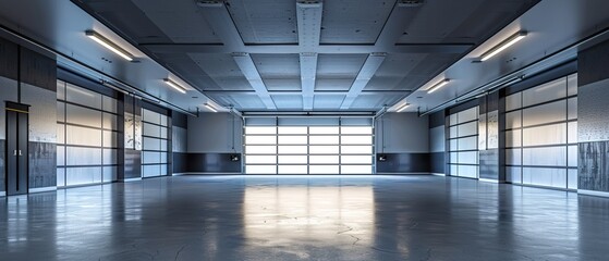 Modern interior garage design wall mockup with copy space 