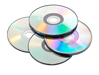 a pile of cds on a white background