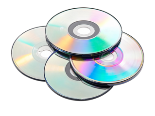 a pile of cds on a white background