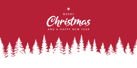 red christmas greeting card with fir border vector illustration © krissikunterbunt